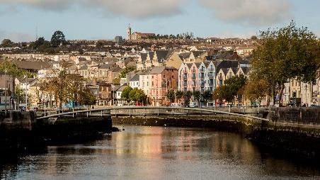 Houses and bridges along the River Lee in Cork