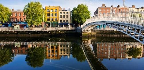 The Ha’penny Bridge over the River Liffey in Dublin